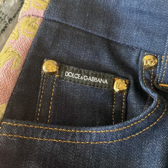 Dolce & Gabbana Italy 50 XXL 14 pink gold jacquard jeans NWT $1345 - Picture 7 of 11